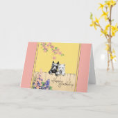 女性または若い女の子のためのスコットランド犬誕生日カード カード (黄色い花)