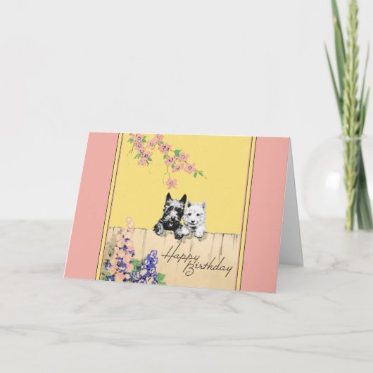 女性または若い女の子のためのスコットランド犬誕生日カード カード (正面)