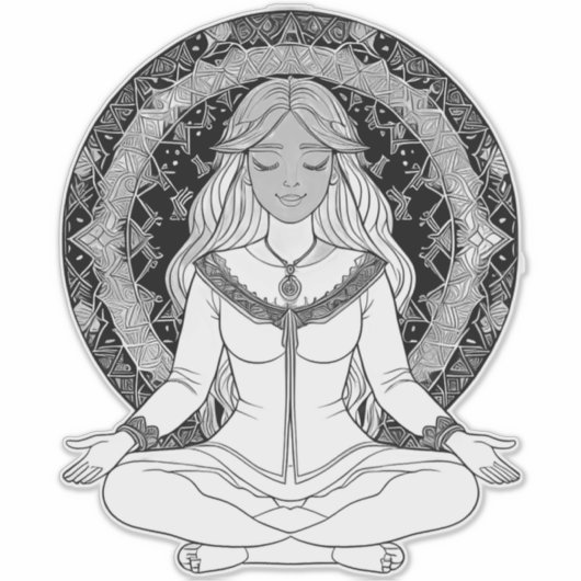 女性めい想の シール (正面)