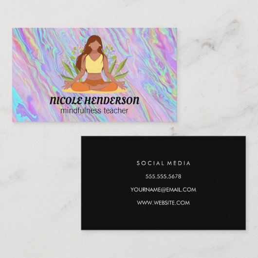 女性めい想の |ヨガ 名刺 (正面/裏面)