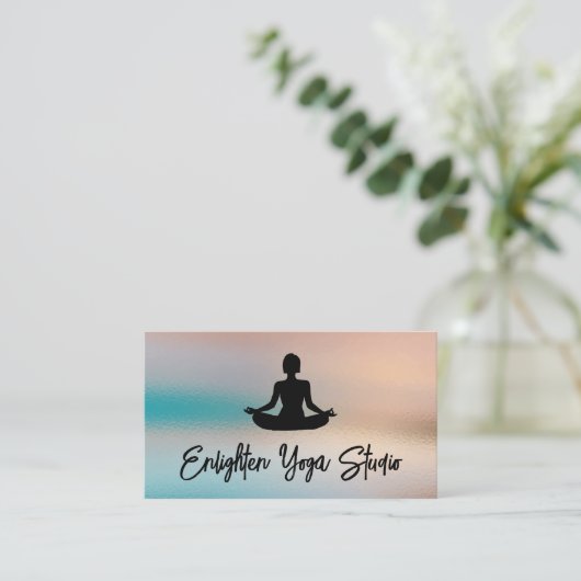 女性めい想の |抽象芸術きらめく背景 名刺 (スタンド正面)