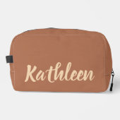女性やママのためのカスタムブラウン トイレタリー トラベル バッグ (正面)
