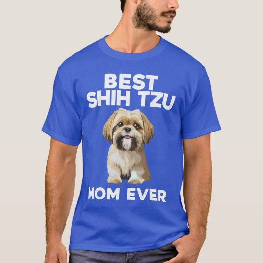 女性や女の子のための面白いシーツーモムデザイン 犬好き  Tシャツ (正面)