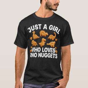 女性や女の子のための面白い恐竜ナゲットアート Tシャツ
