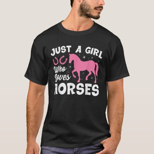 女性や女子向けのかわいい馬のデザイン 馬術 Tシャツ (正面)
