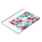 女性らしいカラフルな水彩花柄パターン ノートブック (左側)
