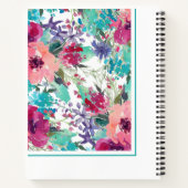 女性らしいカラフルな水彩花柄パターン ノートブック (裏面)