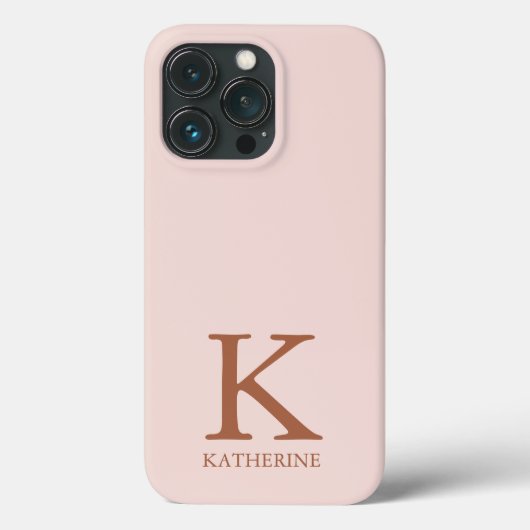 女性らしいセリフ体モノグラム名シンプルなピンクの大人っぽいデザイン Case-Mate iPhoneケース (裏面)