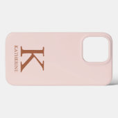 女性らしいセリフ体モノグラム名シンプルなピンクの大人っぽいデザイン Case-Mate iPhoneケース (裏面 (横))