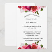 女性らしいピンクのバラの90歳の誕生日パーティー招待状 招待状 (正面/裏面)