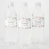 女性らしいピンクの水彩花柄の80歳の誕生日 ペットボトルラベル (ボトル)