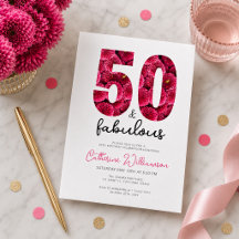女性らしいピンクの花柄の50歳のお誕生日おめでとう