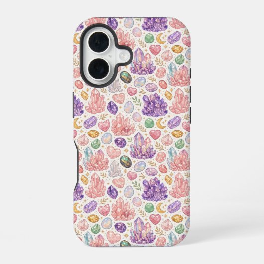 女性らしい宝石シームレス パターン iPhone 16ケース (裏面)