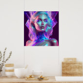 女性らしい美かわいらししいアイアート氷のガラス ポスター (キッチン)