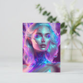 女性らしい美かわいらししいアイアート氷のガラス ポストカード (スタンド正面)