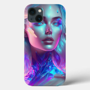 女性らしい美かわいらししいアイアート氷のガラス iPhone 13ケース