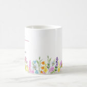 女性らしい野の花のボーダー付き名前の定義 コーヒーマグカップ (中央)
