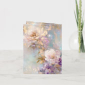 女性らしい ゴールド パープル ホワイトの花 サンキューカード (裏面)