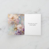 女性らしい ゴールド パープル ホワイトの花 サンキューカード (内部)