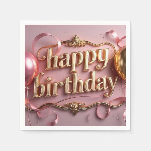 女性らしい 誕生日 豪華 エレガント 贅沢 スタンダードカクテルナプキン (正面)