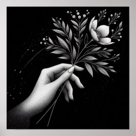 女性らしさあふれるミニマルな植物の茎 ポスター
