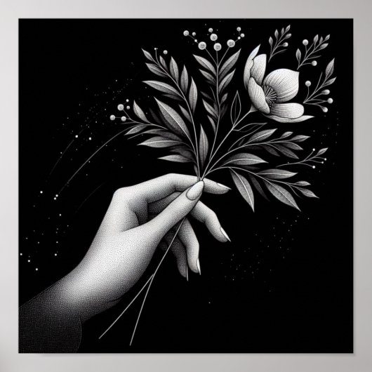 女性らしさあふれるミニマルな植物の茎 ポスター (正面)