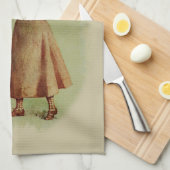 女性をゴルフをするArtヴィンテージ キッチンタオル (四つ折り)