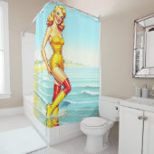 女性をピン留めする シャワーカーテン (インサイチュ)
