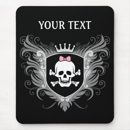 女性を個人化して下さいSkull Crestは[暗い] マウスパッド (正面)