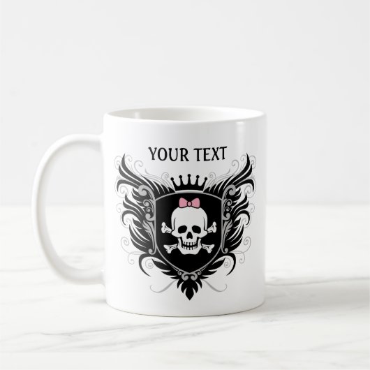 女性を個人化して下さいSkull Crest コーヒーマグカップ (左)