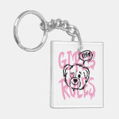 女性を勇気づける:GIRLS RULES アートワーク キーホルダー (正面左)