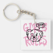 女性を勇気づける:GIRLS RULES アートワーク キーホルダー (正面)