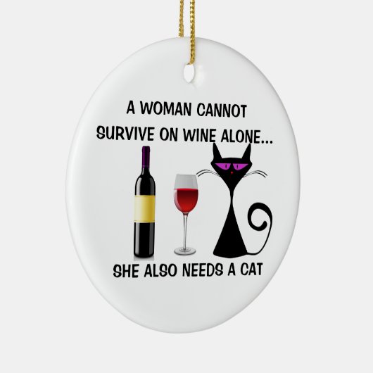 女性を単独でワインに住むことができません飾って下さい セラミックオーナメント (右)
