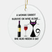 女性を単独でワインに住むことができません飾って下さい セラミックオーナメント (左)
