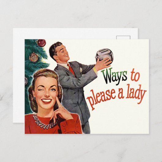 女性を喜ばせる方法、クリスマスおもしろいヴィンテージ ポストカード (正面/裏面)