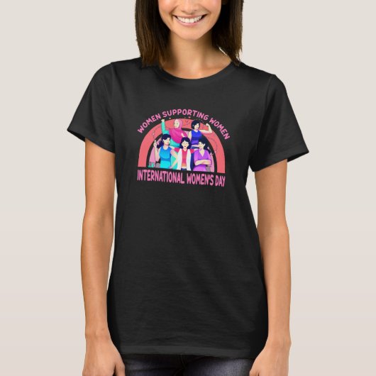 女性を応援するマーチ国際的は女性デー Tシャツ (正面)