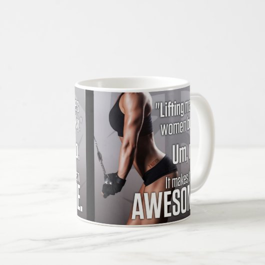 女性を持ち上げる素晴らし-トレーニングやる気を起こさせる コーヒーマグカップ (正面右)