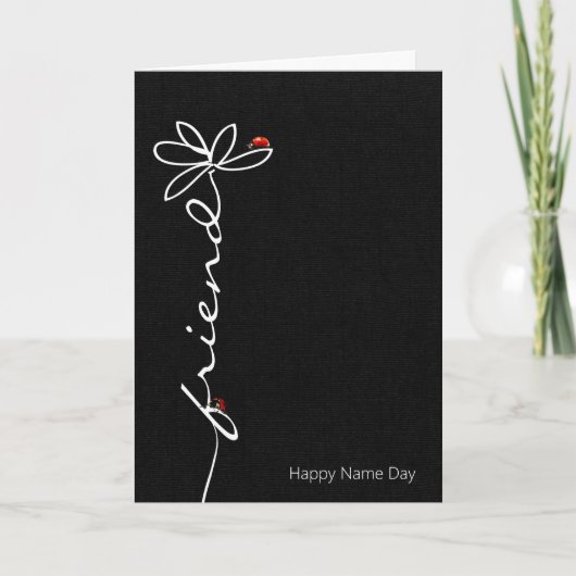 女性を持つ友人のデイジーのための聖名祝日は煩わせます カード (正面)