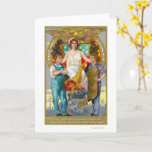 女性を持つJustice労働者の日の記念品の労働者 カード (黄色い花)