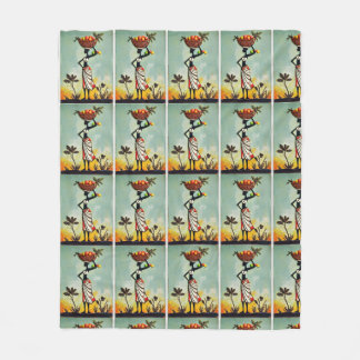 女性を毛布で描くアフリカのアートワーク|過去記事 フリースブランケット