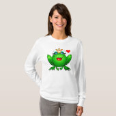 女性を魅了するFrogハートのカエルのプリンセス Tシャツ (正面フル)