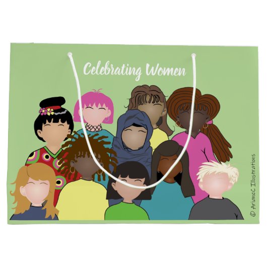 女性を、平等祝うこと、多様性のギフトバッグ ラージペーパーバッグ (裏面)