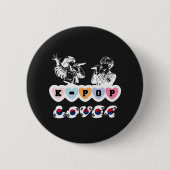 女性アイドルの男性が歌うKPopハート韓国人 缶バッジ (正面)