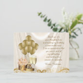 女性アイボリー金ゴールド誕生日パーティーサンキューカード サンキューカード (スタンド正面)