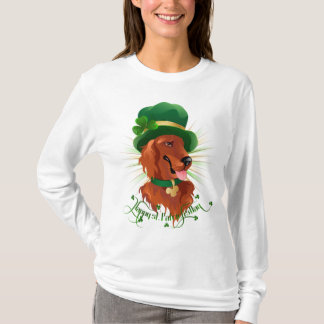 女性アイリッシュセッターのcharactが付いている長い袖のワイシャツ tシャツ