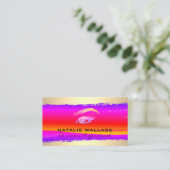 女性アイロゴ |ブラシ金ゴールド 名刺 (スタンド正面)