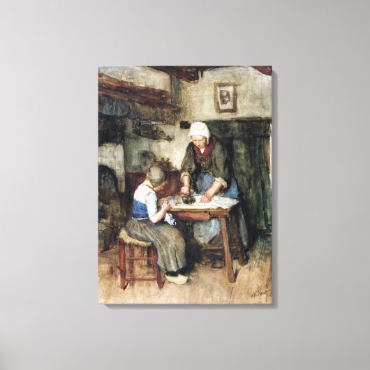 女性アイロンとインテリアを持つアルバート・ノイハウス キャンバスプリント (正面)