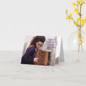 女性アコーディオンプレーヤーアコーディオニスト誕生日 カード (黄色い花)