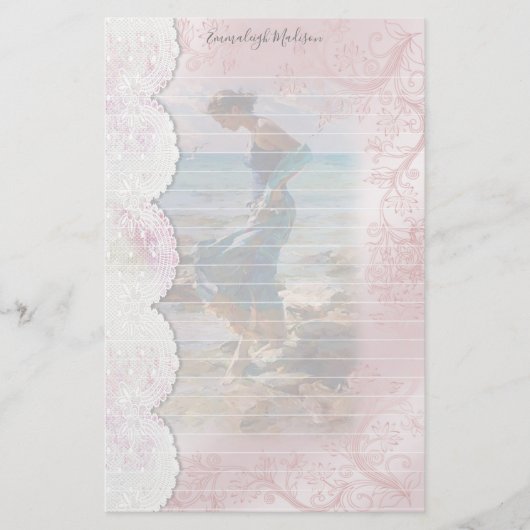 女性アットビーチフェイクレースライン 便箋 (正面)