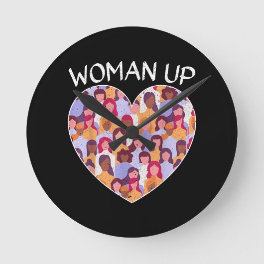 女性アップ女性解放女性女性活力化ジェンデ ラウンド壁時計 (正面)